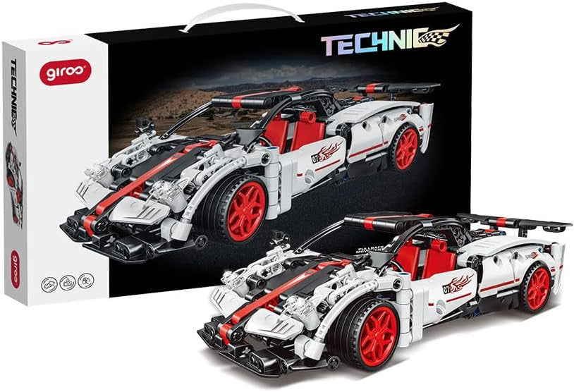 Coche para construir Encajes 8+Technic Racing Car Pullback Blanco 436 pzas - Giros G157372
