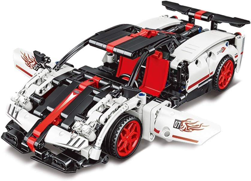 Coche para construir Encajes 8+Technic Racing Car Pullback Blanco 436 pzas - Giros G157372