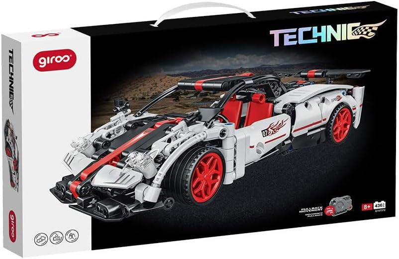 Coche para construir Encajes 8+Technic Racing Car Pullback Blanco 436 pzas - Giros G157372