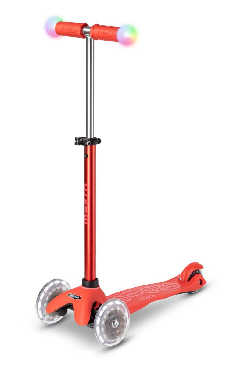 Patinete Micro Mini2Grow rojo - ruedas LED Moon y manillar magic