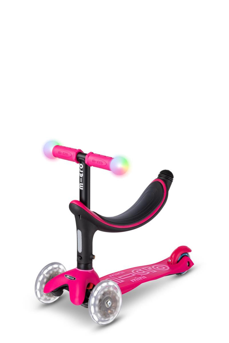 Patinete Micro Mini2Grow rosa - ruedas LED Moon y manillar magic