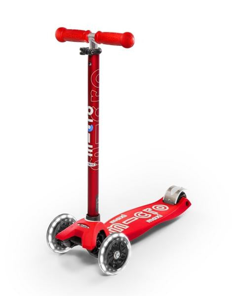 Patinete maxi deluxe, luces led,niños 5-12 años,color Rojo - Micro MMD068
