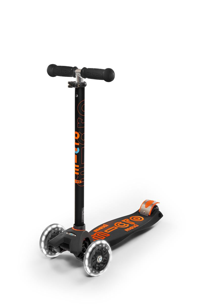 Patinete maxi deluxe, luces led,niños 5-12 años,color Negro/Naranja - Micro MMD143