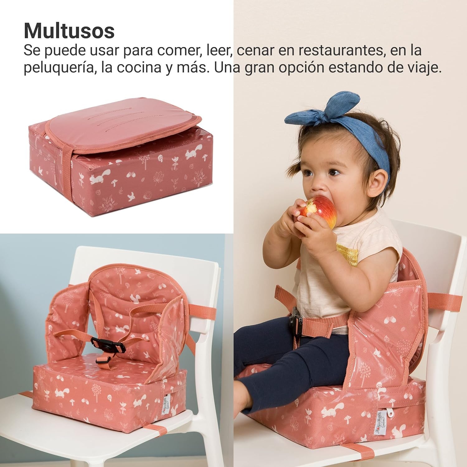 Silla elevadora para bebe easy up bosque rosa - babytolove 304102