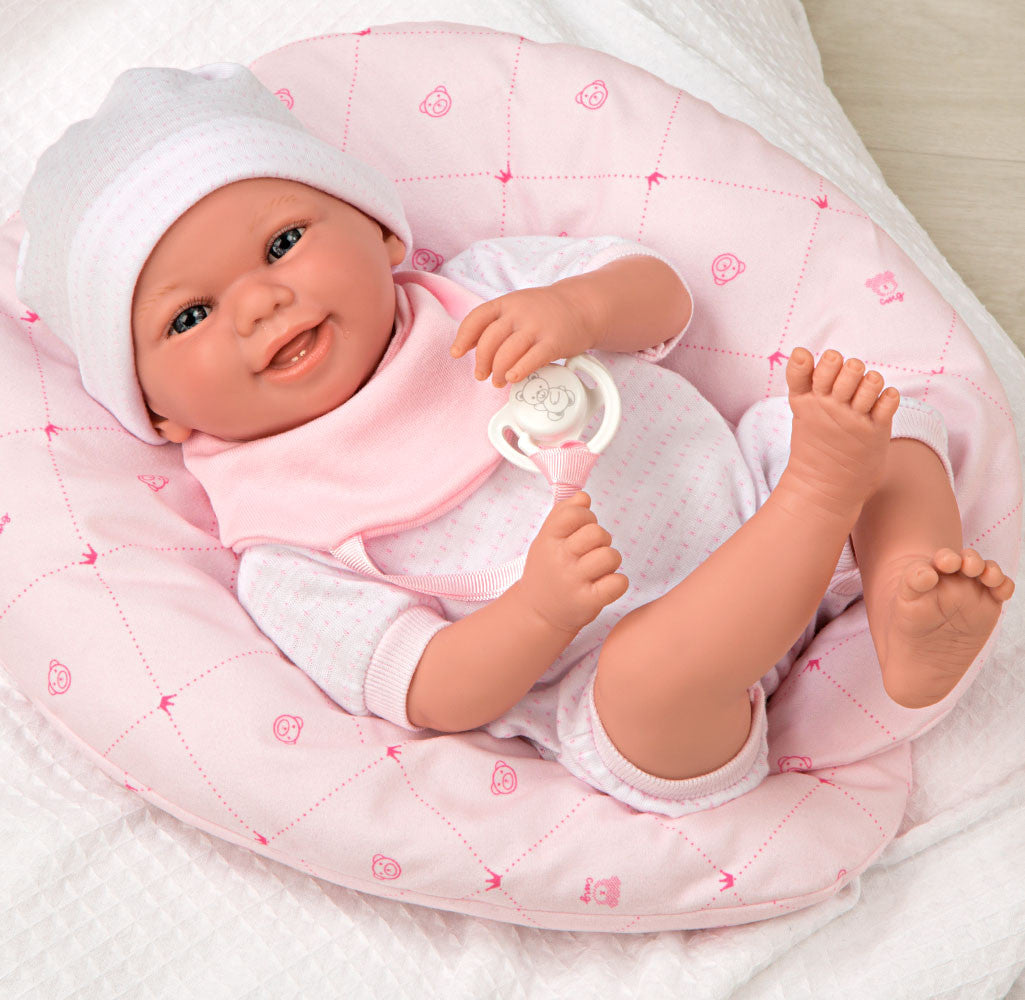 Muñeco Colin con peso real Arias 60596 de bebe recien nacido con cuerpo de tela lastrado y cabeza de silicona