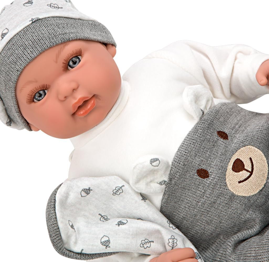 Muñeca elegance Mies gris con manta y mecanismo de risa - Muñecas Arias 65352