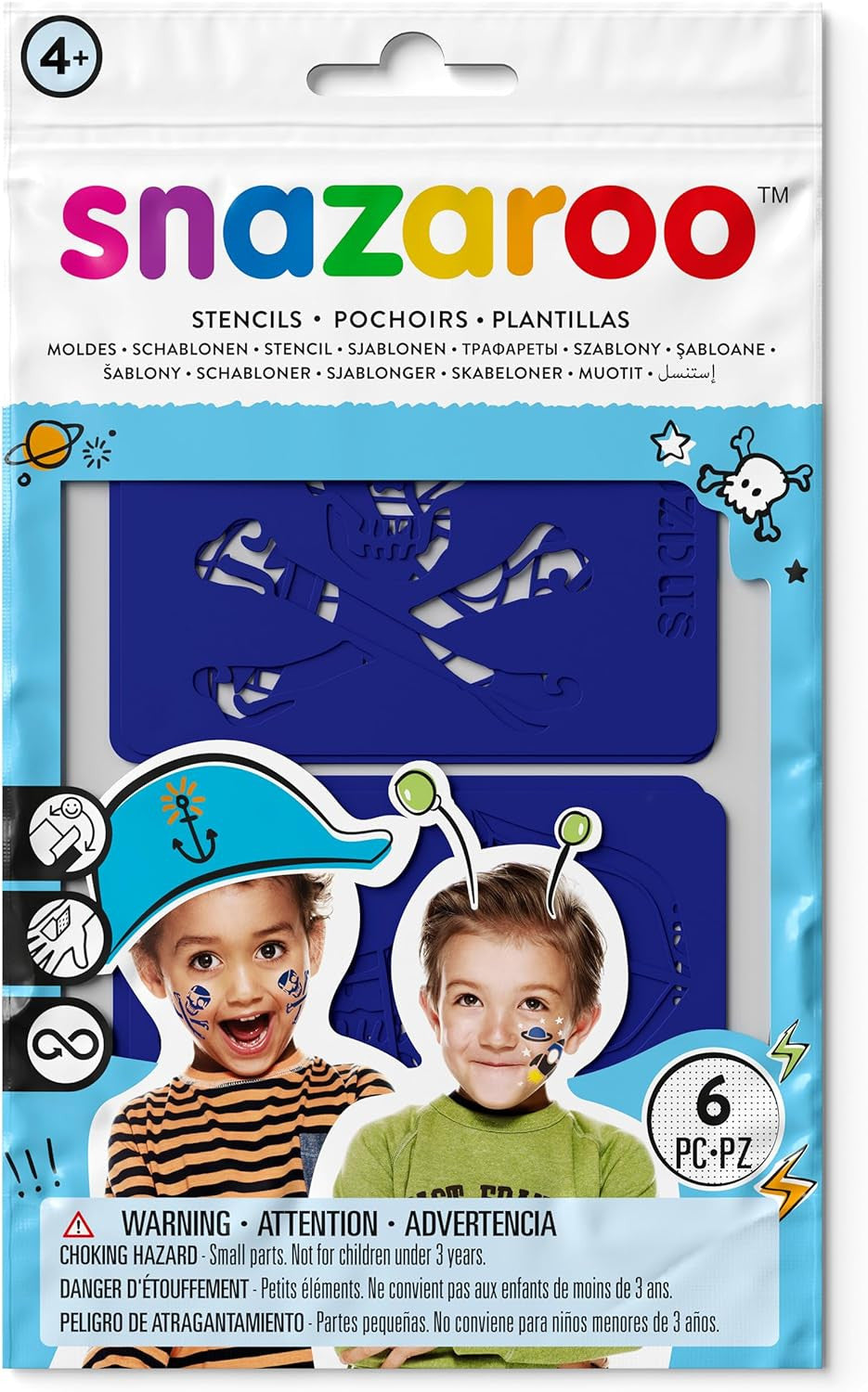 Plantillas de Pintura Facial Aventuras set de 6 - Snazaroo