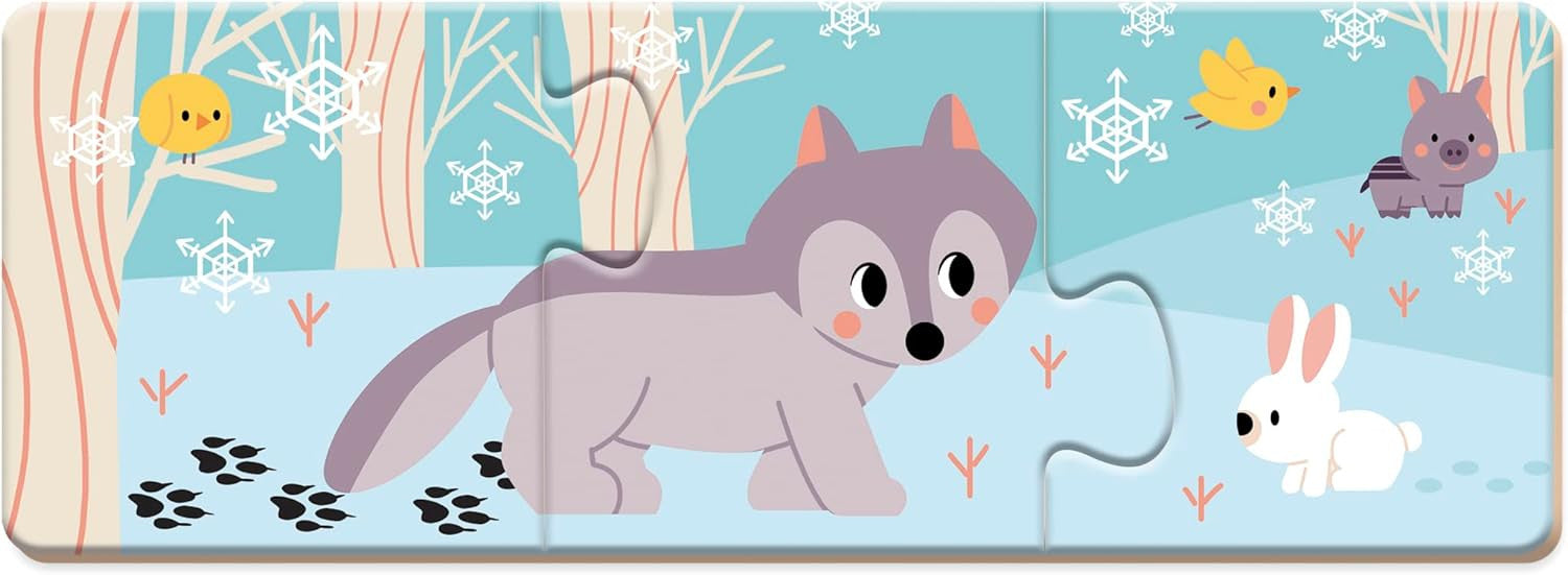 Puzle Animales Las Huellas - 10 Puzles de 3 piezas cada uno - Janod J08649