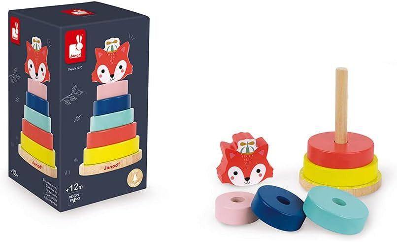 Torre Apilable de madera Baby Forest Zorro - Janod J08014