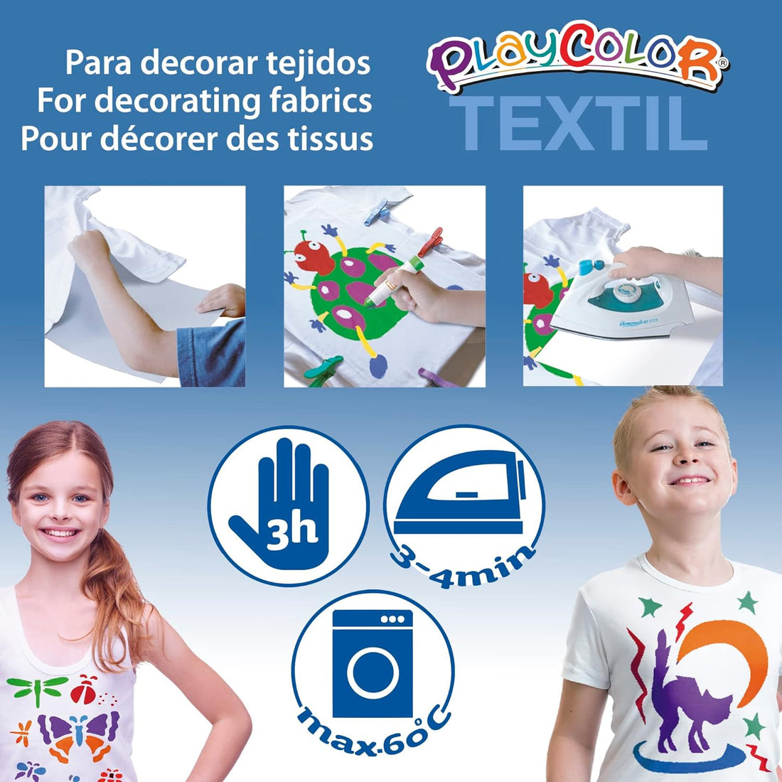 Pintura para decorar tejidos 6 colores - play color 10401