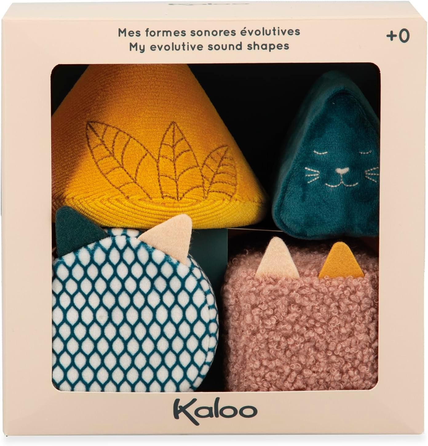 4 Formas con Sonidos - Juego de Apilar Sensorial - Estimulación Auditiva y Táctil para Bebés - Kaloo K227002