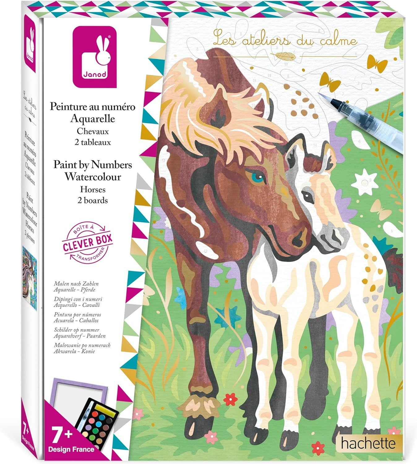 Juego de manualidades Pintura por números Acuarela Caballos - J07953