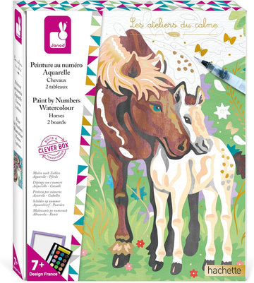 Juego de manualidades Pintura por números Acuarela Caballos - J07953