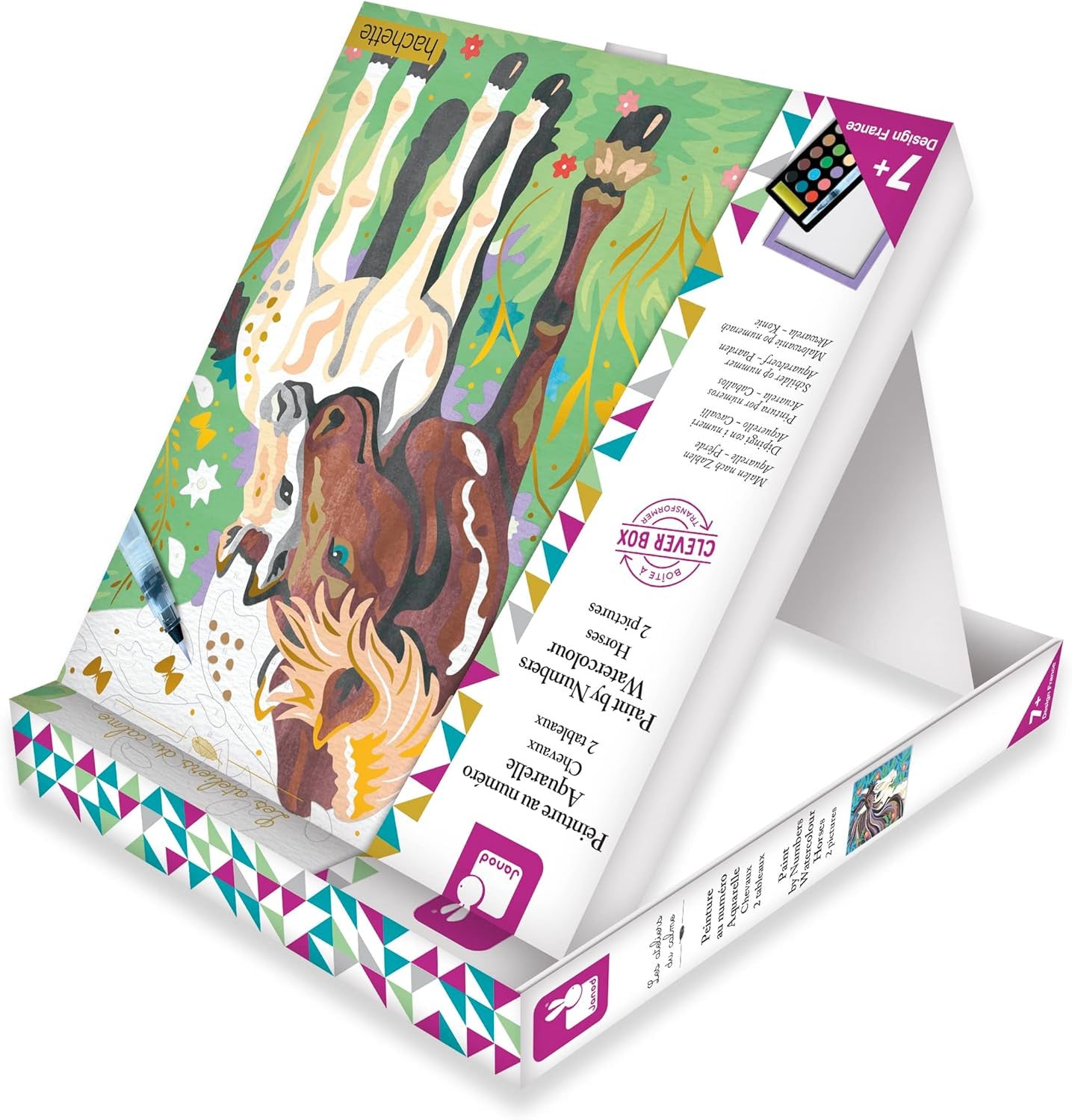 Juego de manualidades Pintura por números Acuarela Caballos - J07953