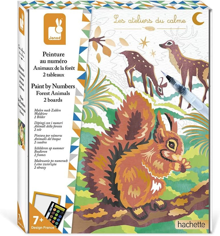 Juego de manualidades Pintura por números Acuarela Animales del Bosque - J07983