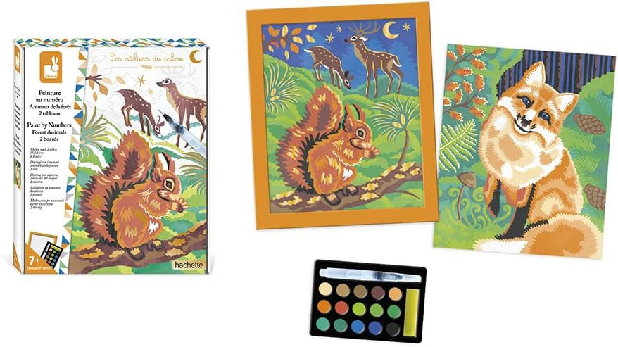 Juego de manualidades Pintura por números Acuarela Animales del Bosque - J07983