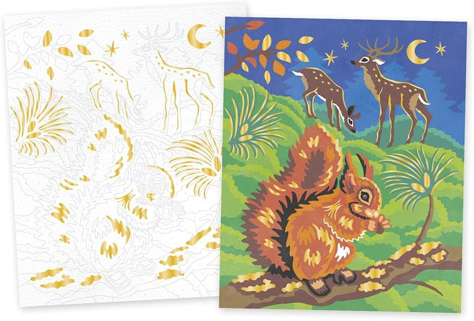 Juego de manualidades Pintura por números Acuarela Animales del Bosque - J07983