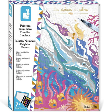 Juego de manualidades Pintura por números con Acuarela Delfines - J07981