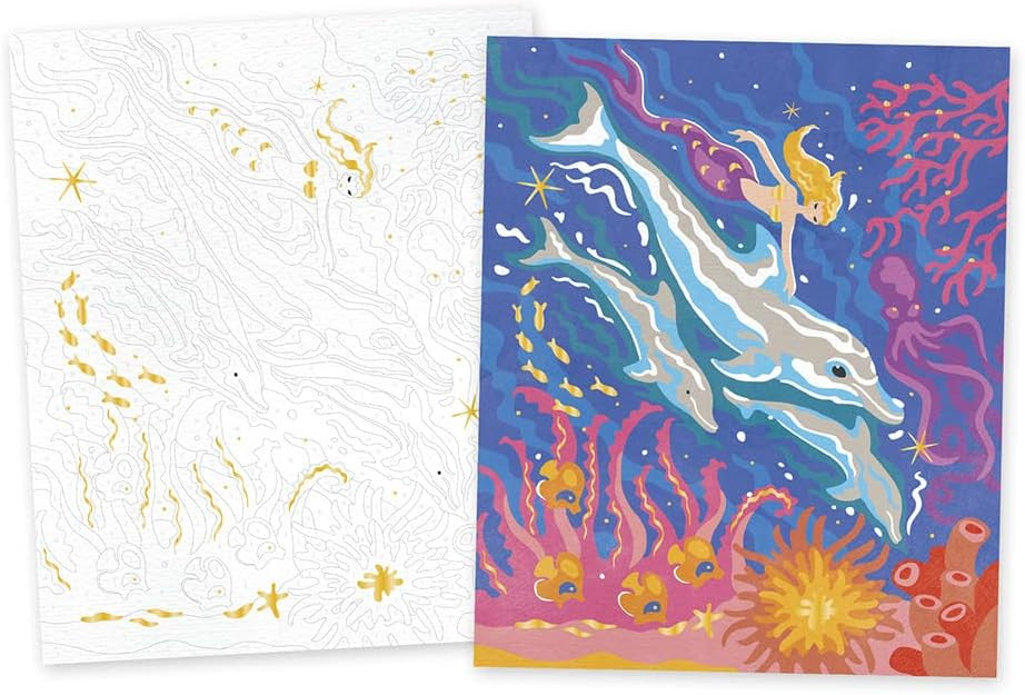 Juego de manualidades Pintura por números con Acuarela Delfines - J07981