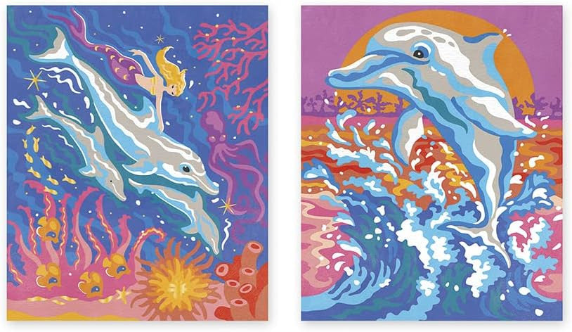 Juego de manualidades Pintura por números con Acuarela Delfines - J07981