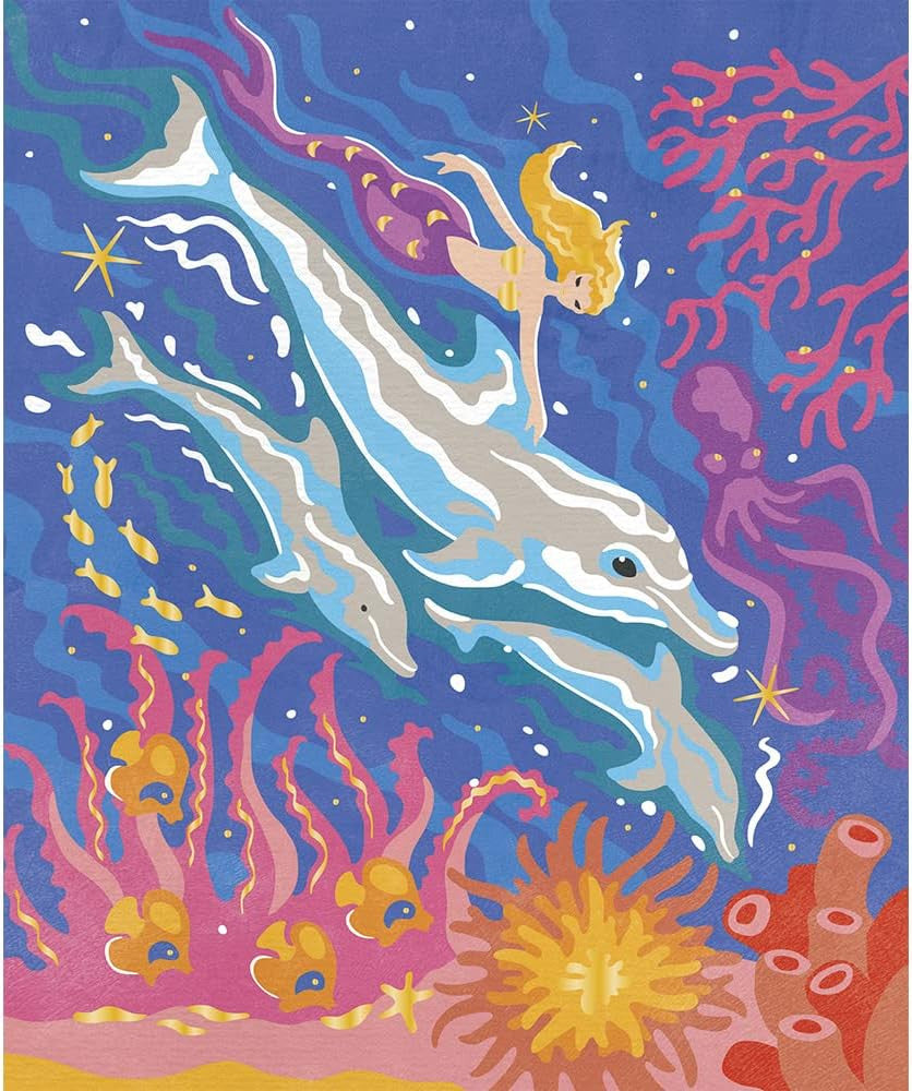 Juego de manualidades Pintura por números con Acuarela Delfines - J07981