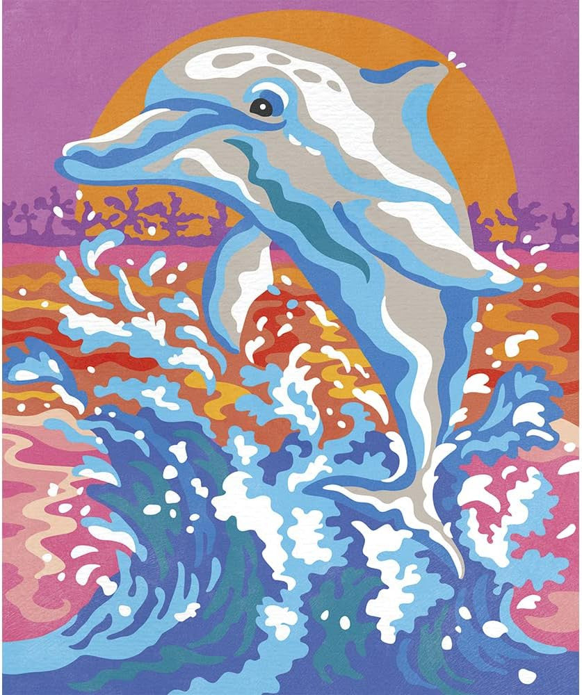 Juego de manualidades Pintura por números con Acuarela Delfines - J07981