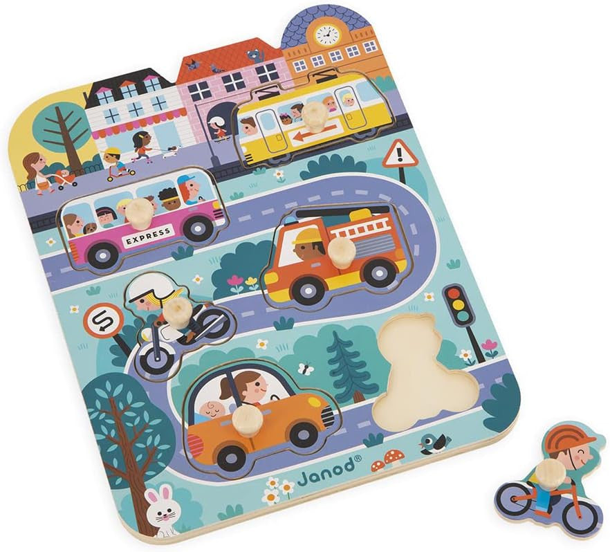 Puzzle de madera en La Ciudad - Primera infancia - 6 piezas - Janod J07106