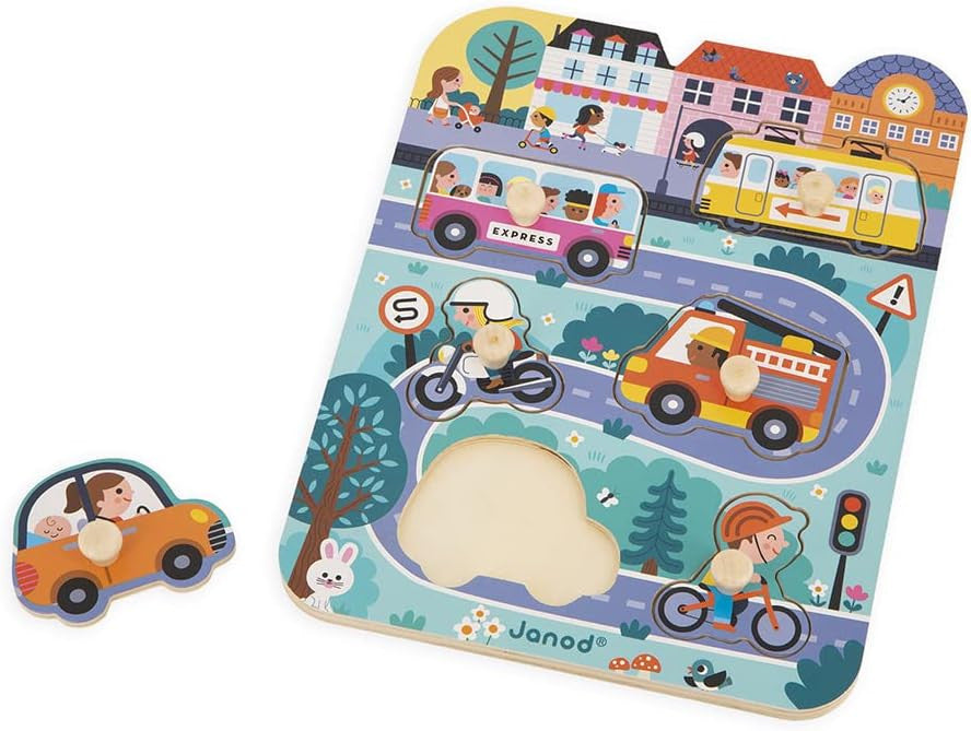 Puzzle de madera en La Ciudad - Primera infancia - 6 piezas - Janod J07106