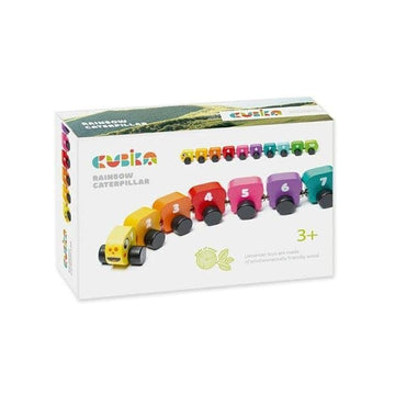 Juego de Madera Rainbow Caterpillar - Vagones de tren unidos con imán - Cubika 15399