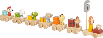 ¡Celebra tu cumpleaños con un divertido tren de madera de animales! - Small foot 12347