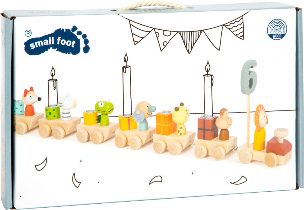 ¡Celebra tu cumpleaños con un divertido tren de madera de animales! - Small foot 12347