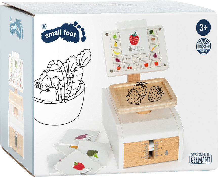 Báscula de madera Fresh para cocina, multifuncional, a partir de 3 años.  ¡Práctica y divertida! - Small foot 12418