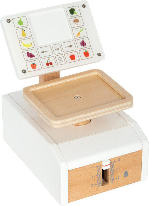 Báscula de madera Fresh para cocina, multifuncional, a partir de 3 años.  ¡Práctica y divertida! - Small foot 12418