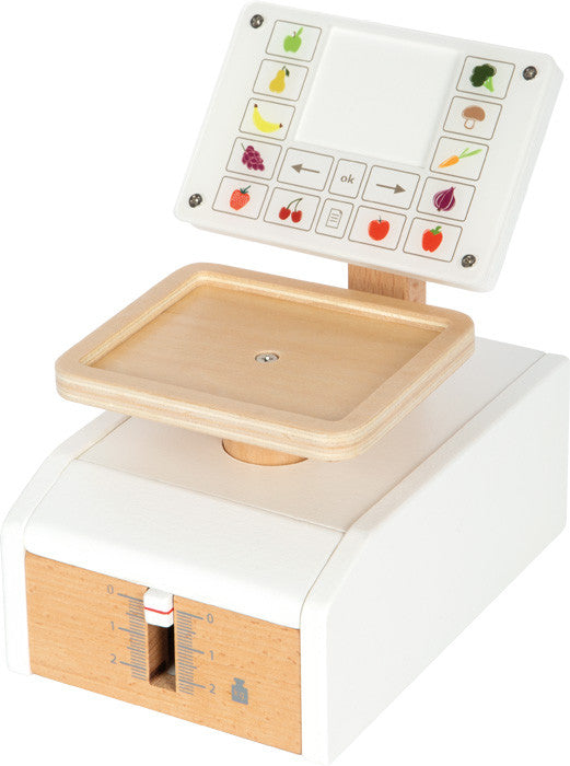 Báscula de madera Fresh para cocina, multifuncional, a partir de 3 años.  ¡Práctica y divertida! - Small foot 12418