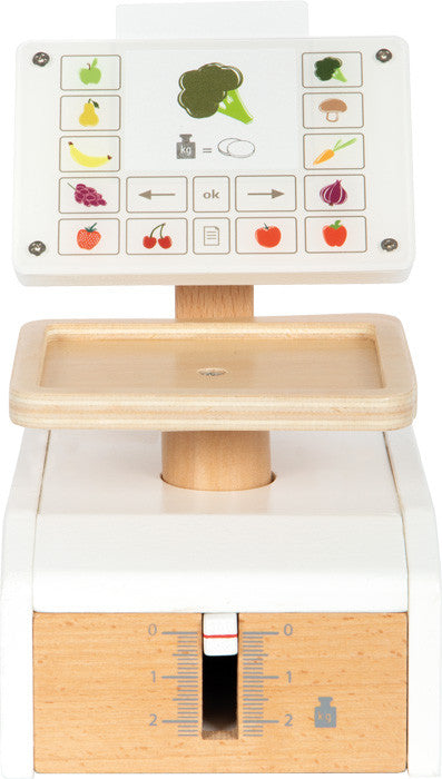 Báscula de madera Fresh para cocina, multifuncional, a partir de 3 años.  ¡Práctica y divertida! - Small foot 12418
