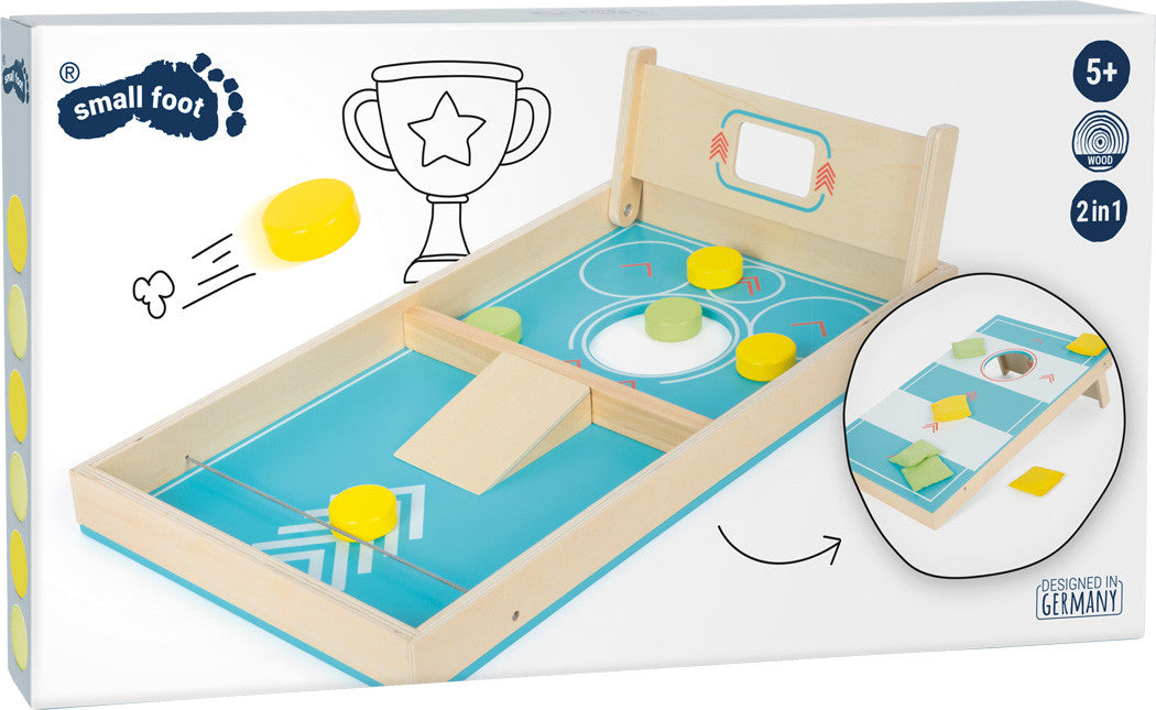 Juego de madera 2 en 1 de lanzamiento de Sacos cornhole y hockey - Small foot 12481