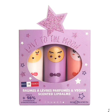 3 Bálsamos Labiales fórmula vegana Algodón de azucar - Nube - Vainilla - Inuwet