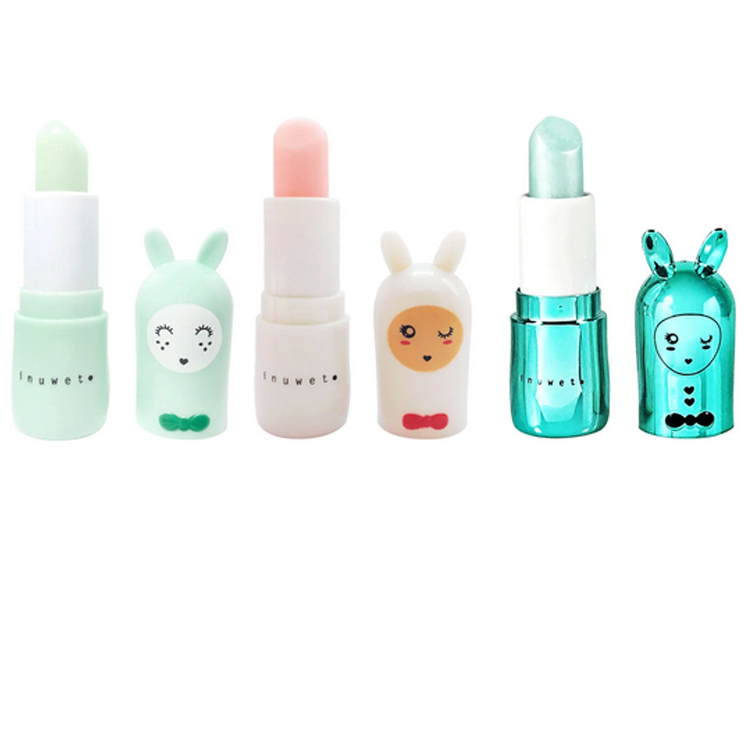 3 Bálsamos Labiales fórmula vegana Manzana- Algodón de Azúcar - Cupcake - Inuwet