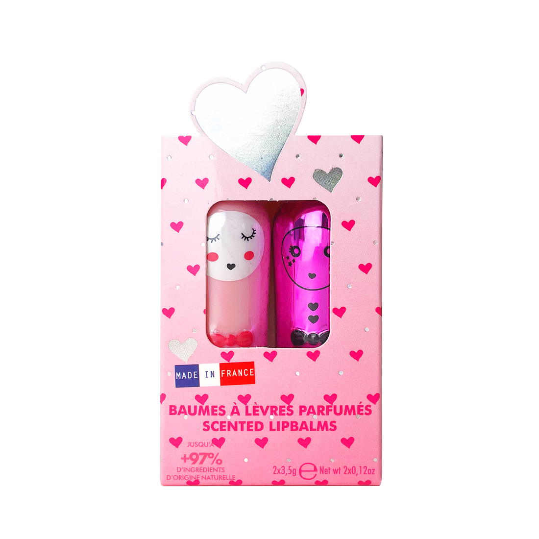Set de 2 bálsamos labiales veganos amour(fresa , milkshake) - inuwet