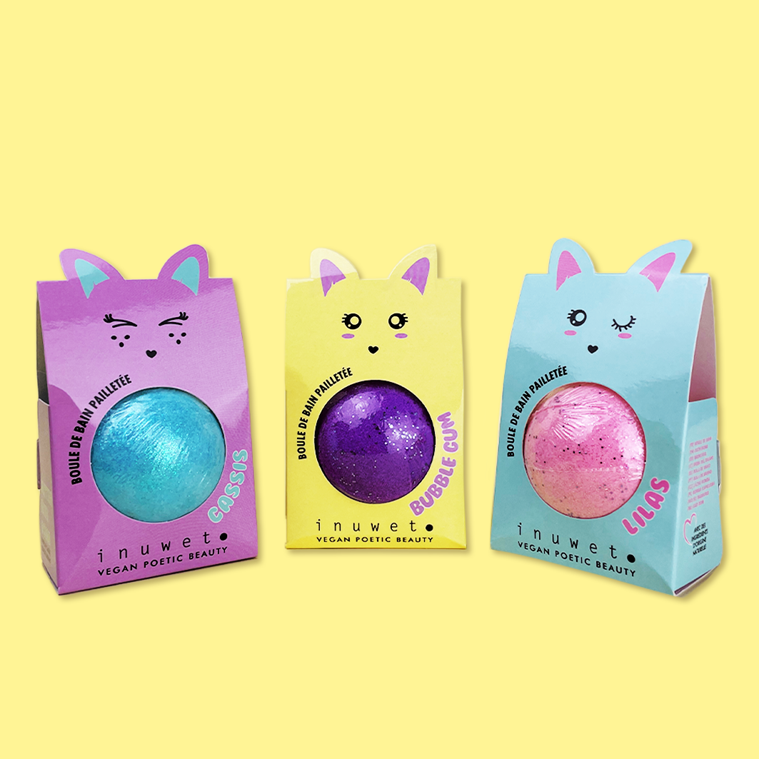 Bomba de Baño Brillante de Lila y Purpurina Rosa - Inuwet