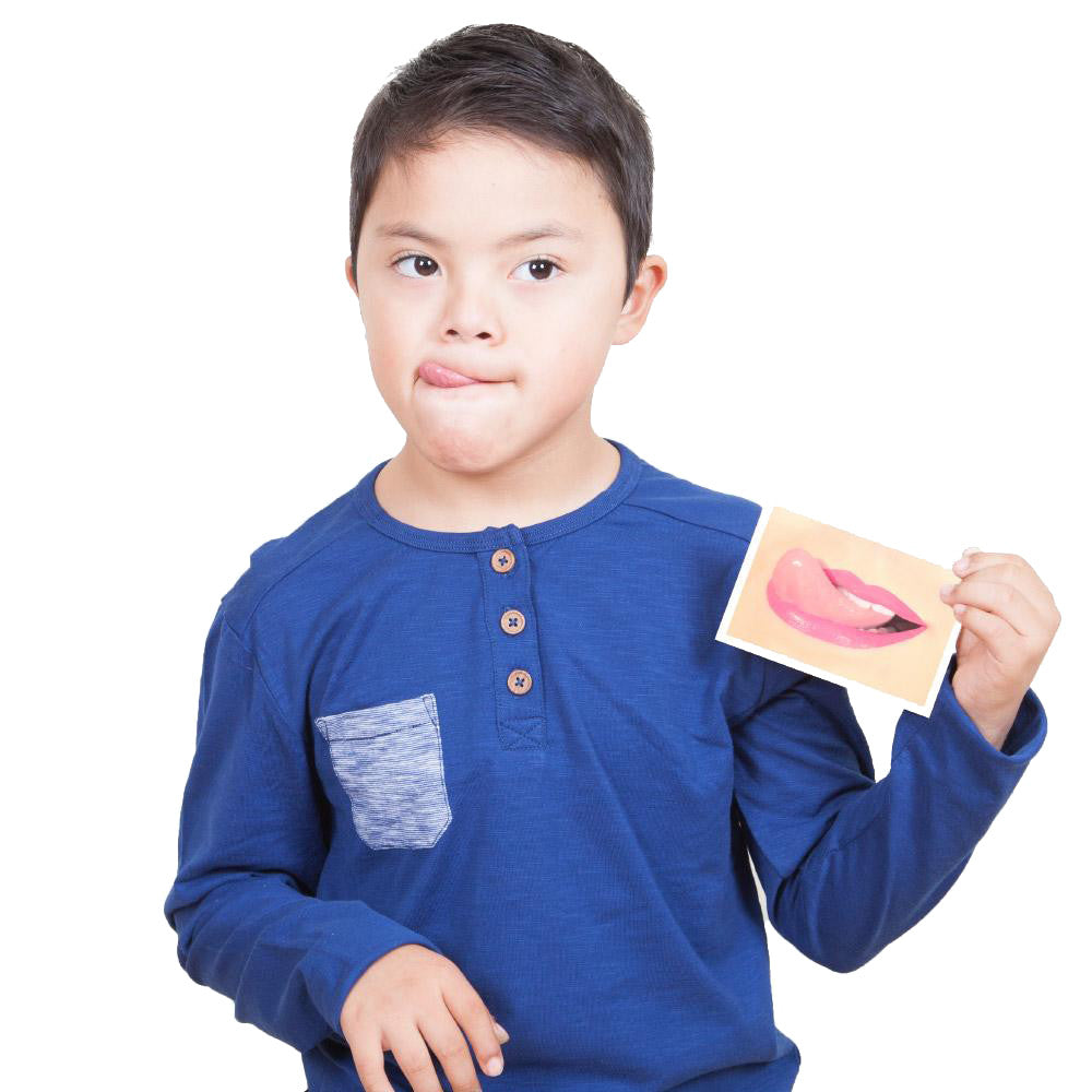 Logopedia tarjetas con ejercicios para mejorar la articulación y la expresión facial - logo-bits de praxias orofaciales - akros