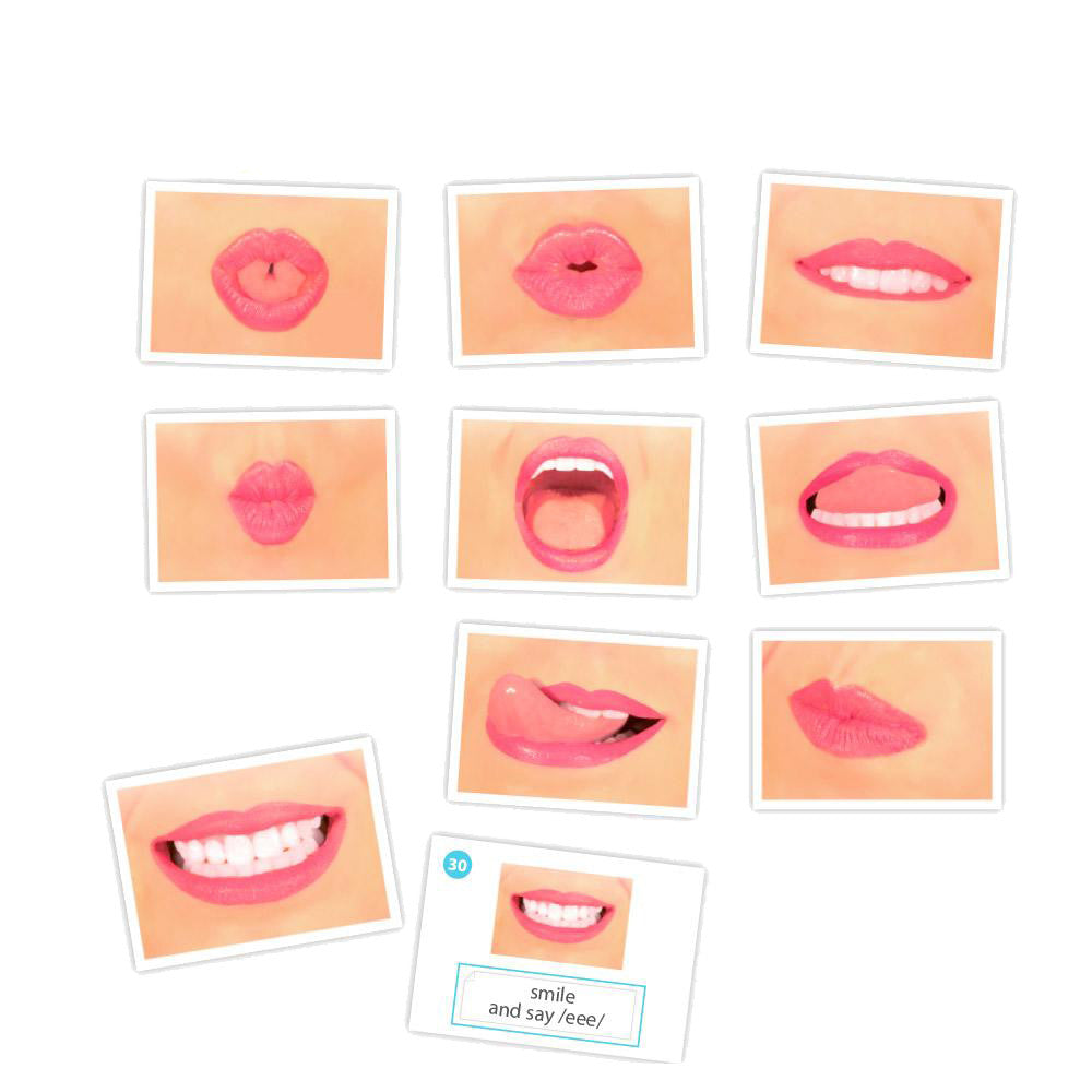 Logopedia tarjetas con ejercicios para mejorar la articulación y la expresión facial - logo-bits de praxias orofaciales - akros