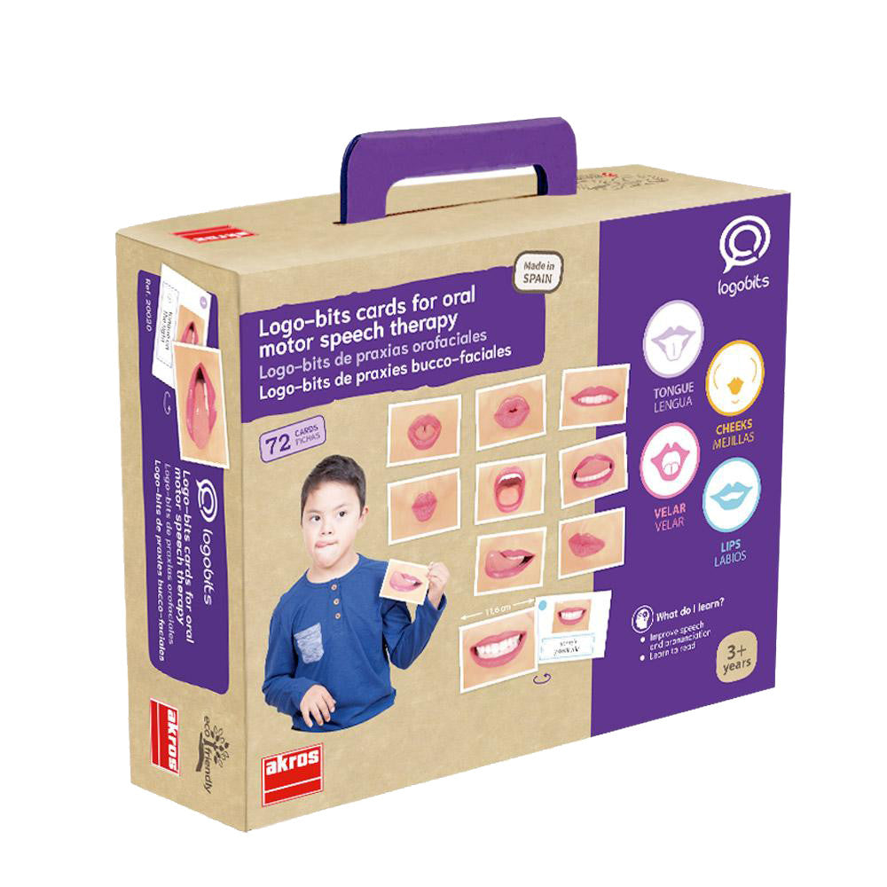 Logopedia Tarjetas con ejercicios para mejorar la articulación y la expresión facial - Logo-Bits de praxias orofaciales - Akros