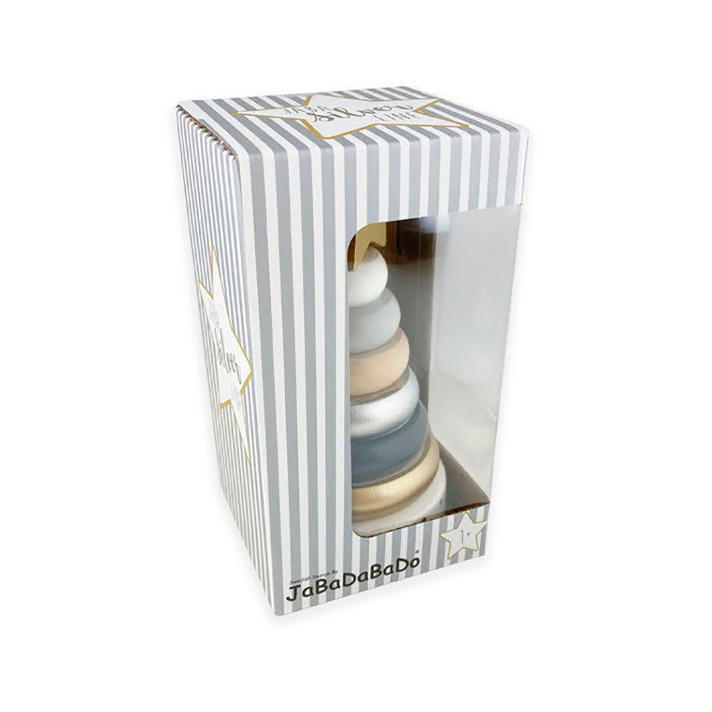 Juego Apilable Torre con Estrella de Madera - JaBaDaBaDo