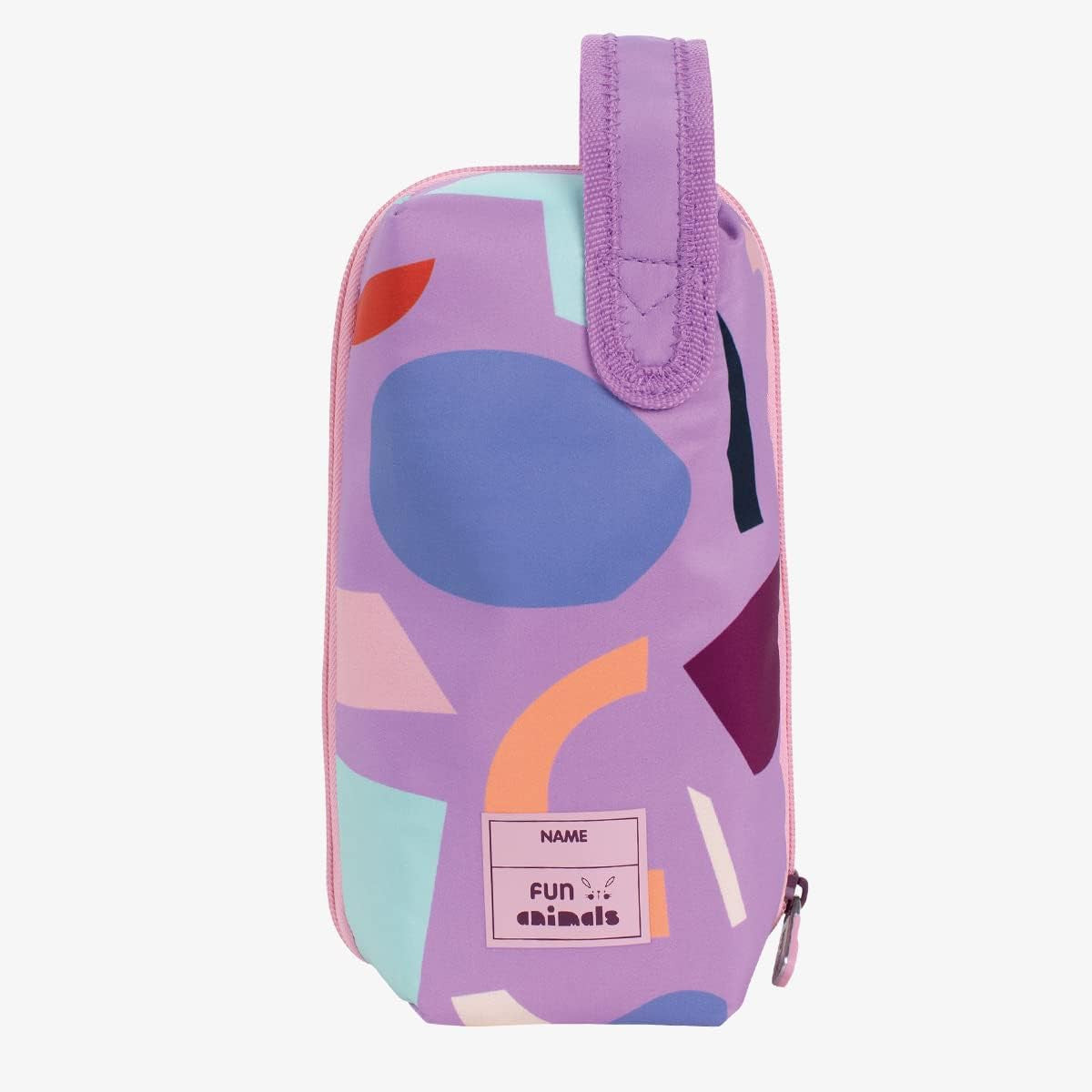 Estuche Ovalado 4 departamentos Fun Animals Violeta - Milan