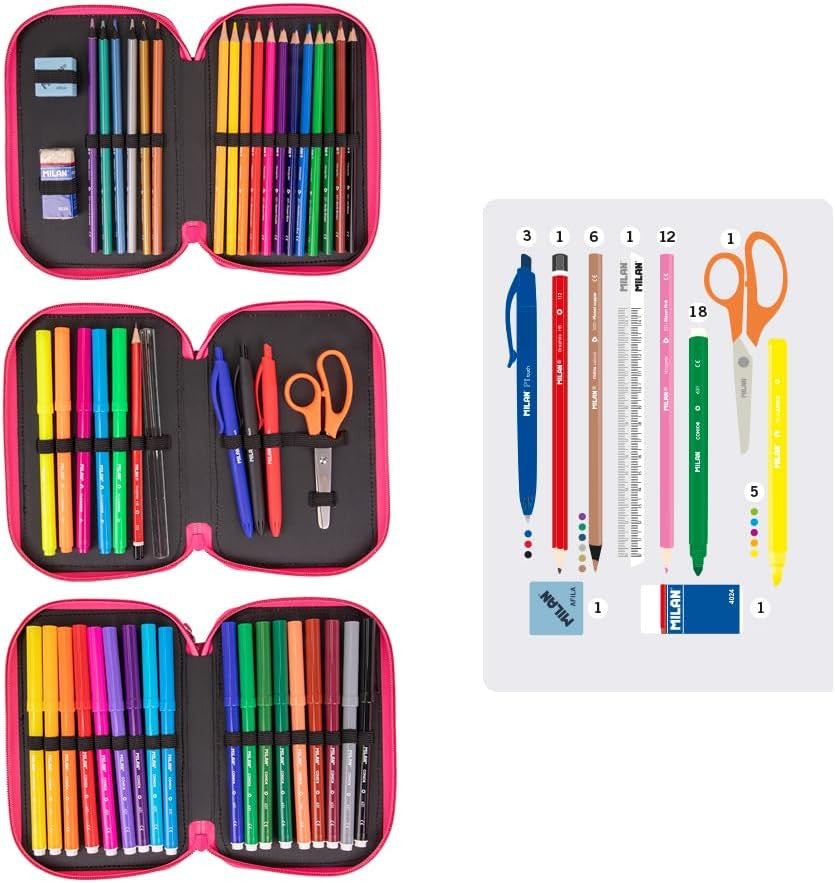 Estuche 3 Pisos con material escolar serie Roller - Milan