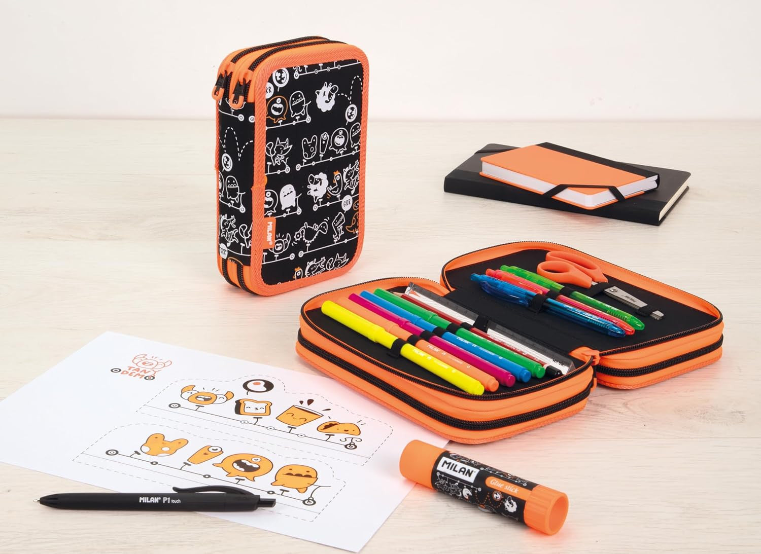 Estuche 2 pisos con material escolar serie Tandem - Milan