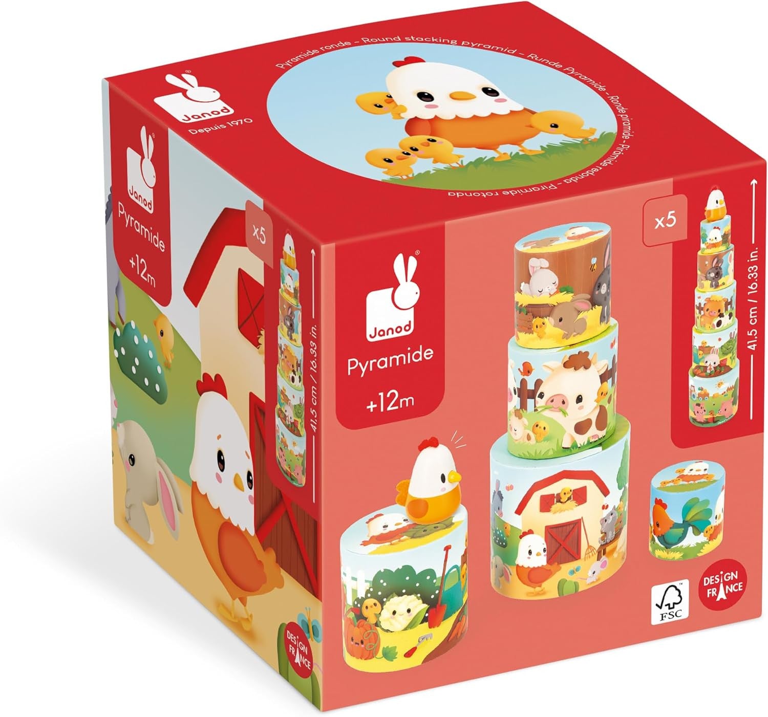 Juego de Motricidad Mi primera pirámide de pollo - Janod 03310