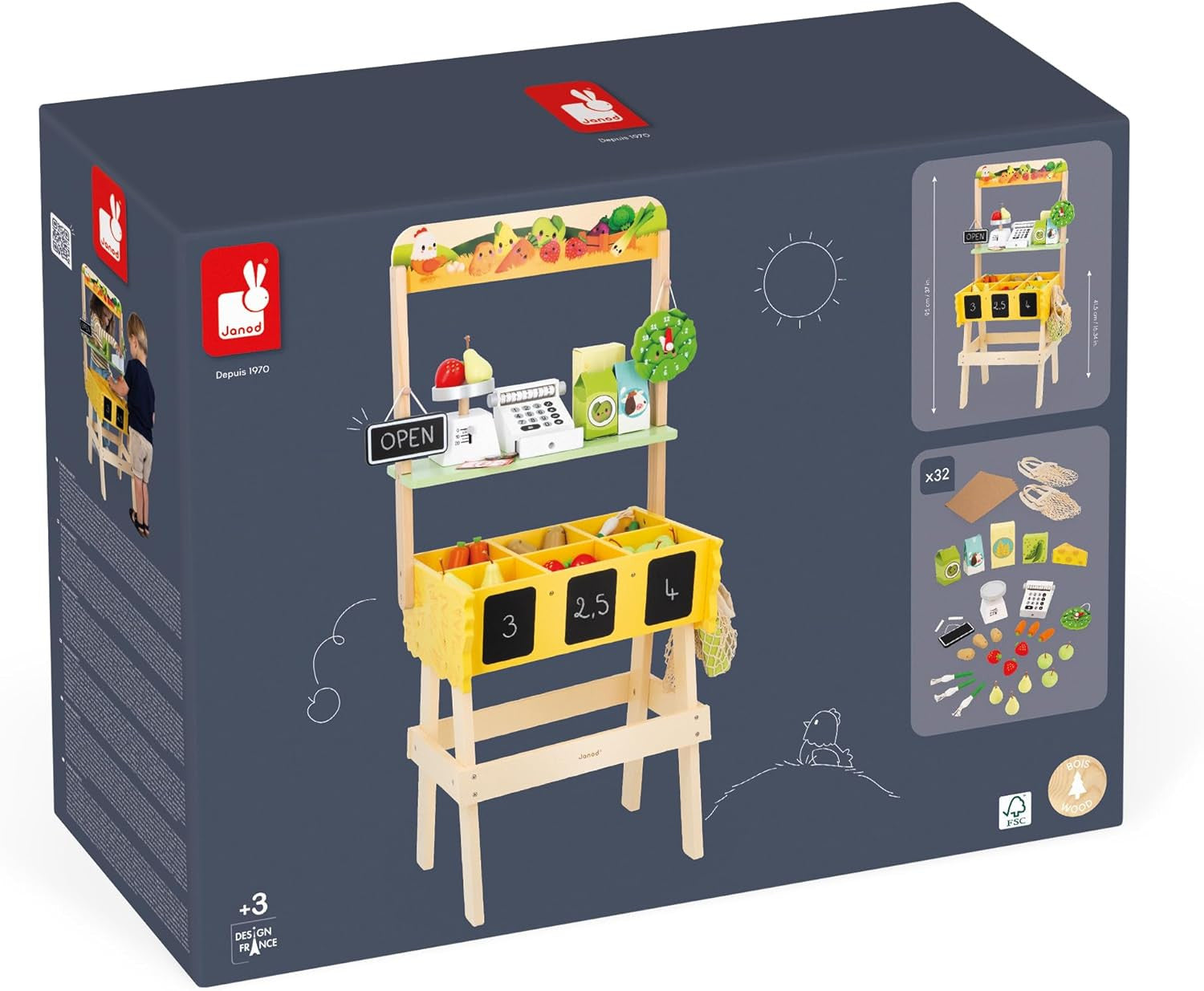 Juego de Imitación - Tienda Infantil de madera Mercado de Verduras - Janod 03322