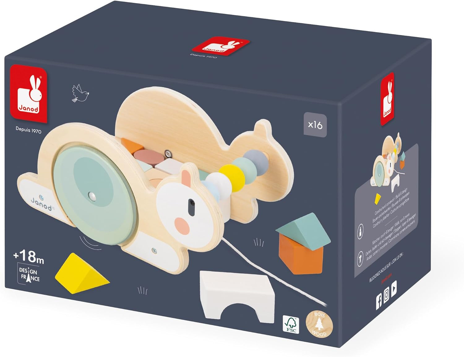Juego de construcción Carrito de Cubos de Caracol - Sweet Cocoon - Janod 04054